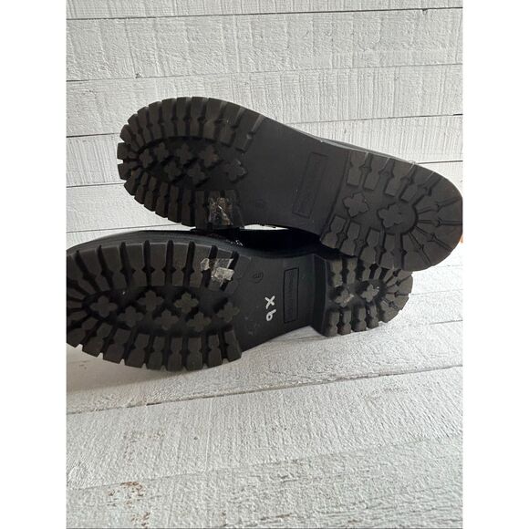 Black Chunky Platform Patent Leather Penny Loafers Women’s Sz 9 Slip On Lug Sole - Picture 8 of 13